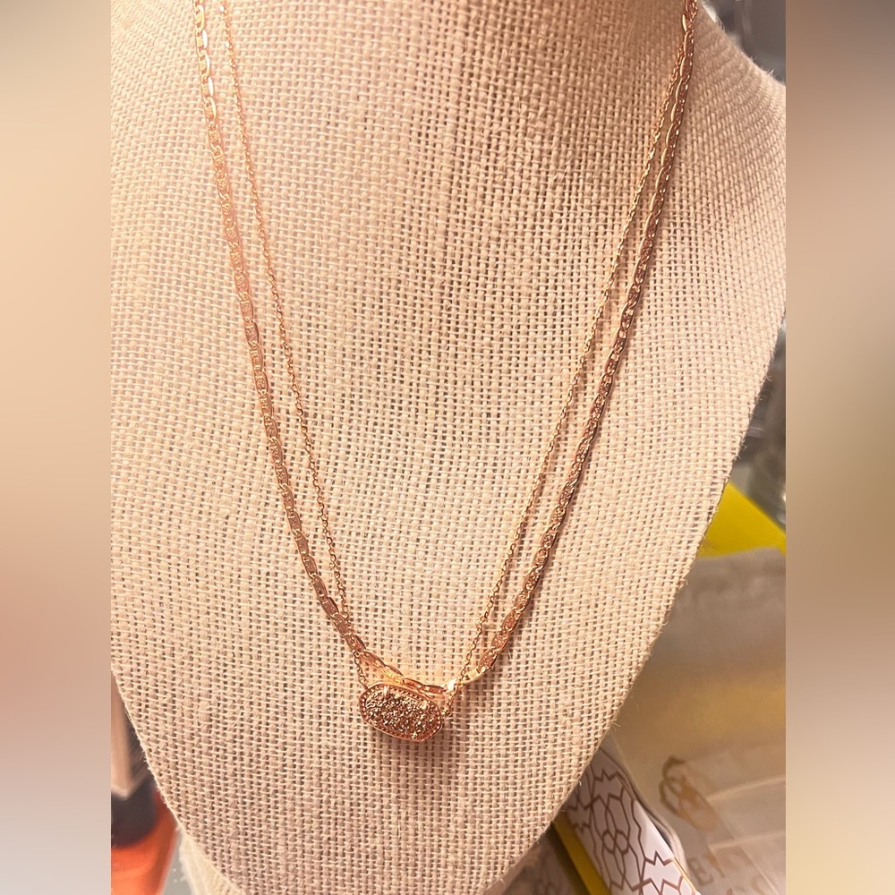 Elisa Rose Gold Multi Strand Drusy Necklace - Picture 10 of 13